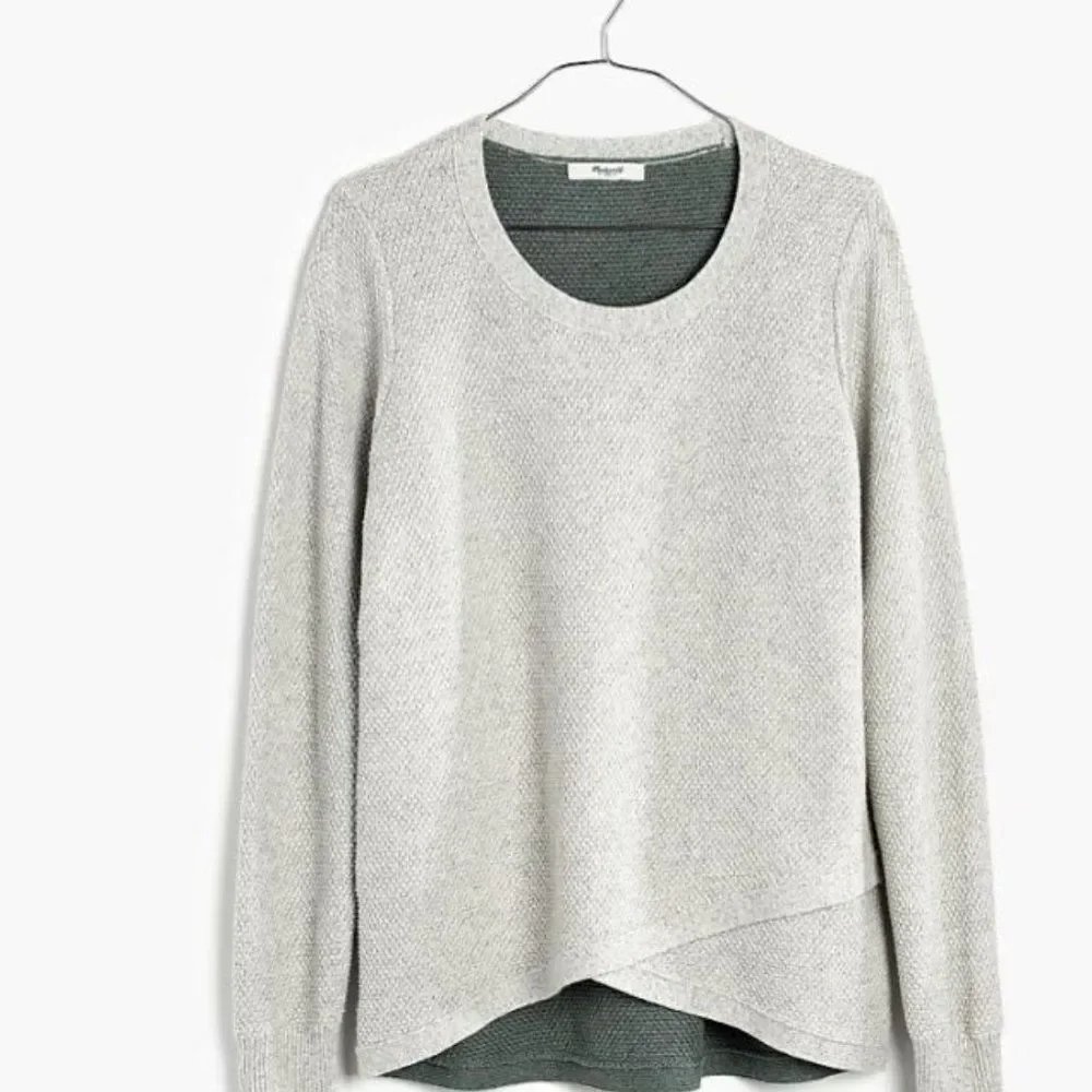 Madewell White and Green Feature Pullover Sweater in Colorblock Size XS
